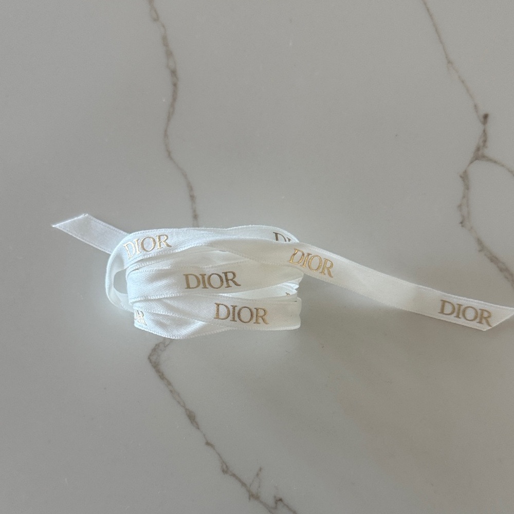 Dior White Ribbon with Gold Accents